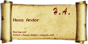 Hess Andor névjegykártya